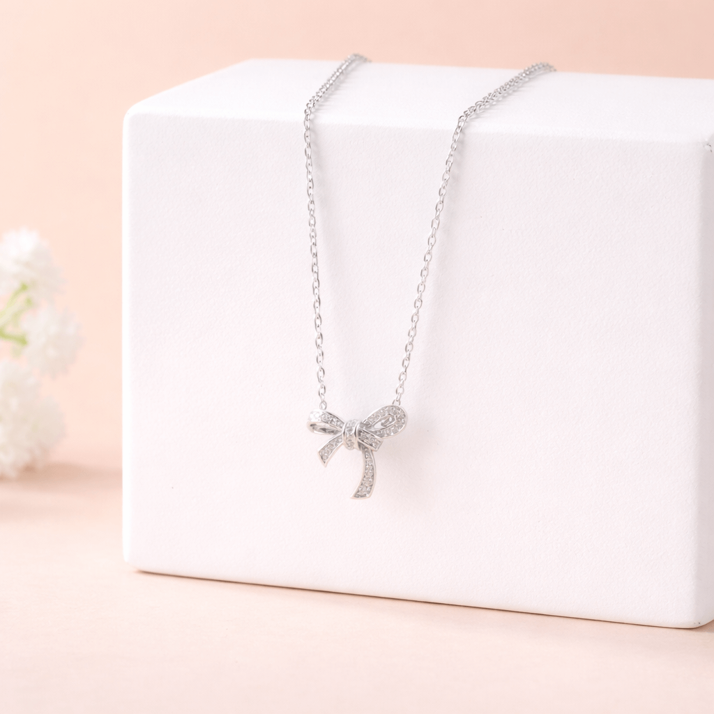 Crystal Bow Pendant Necklace