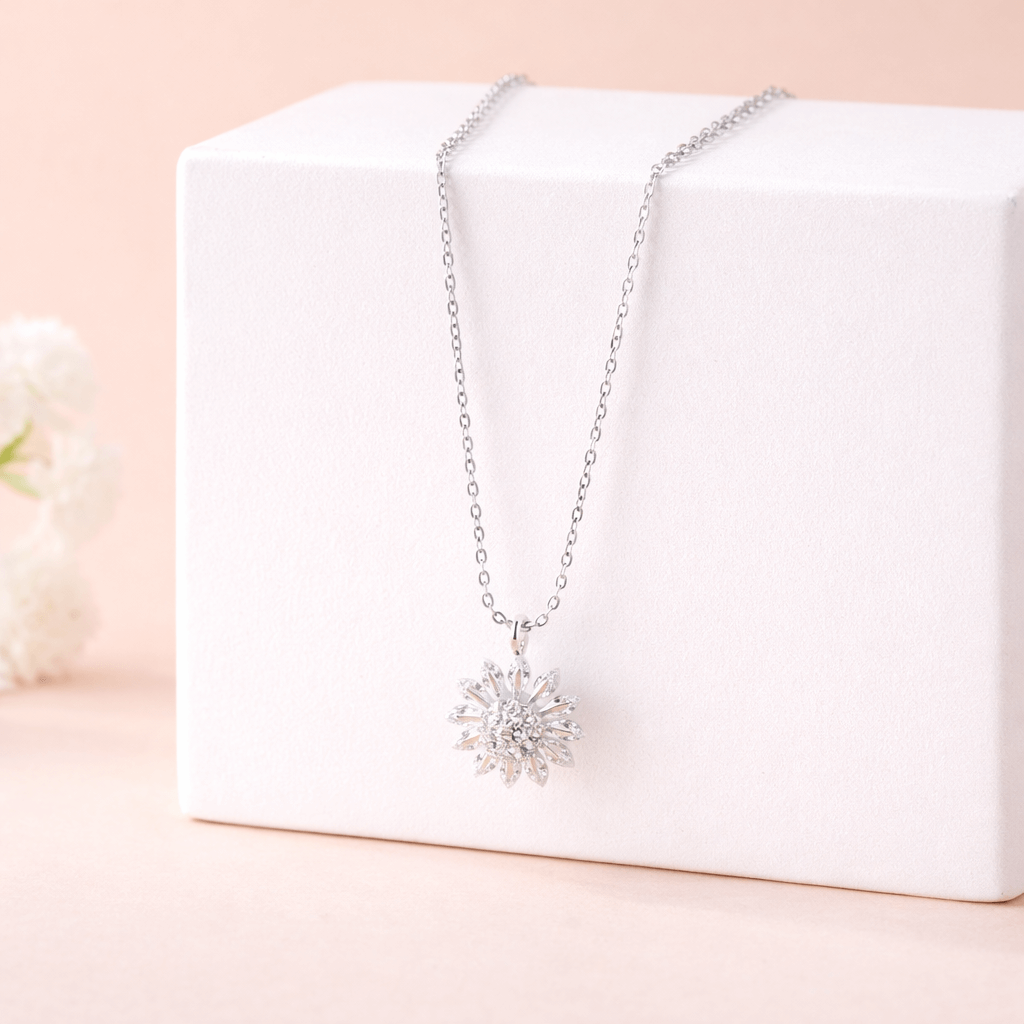 Floral Burst Zircon Pendant Necklace