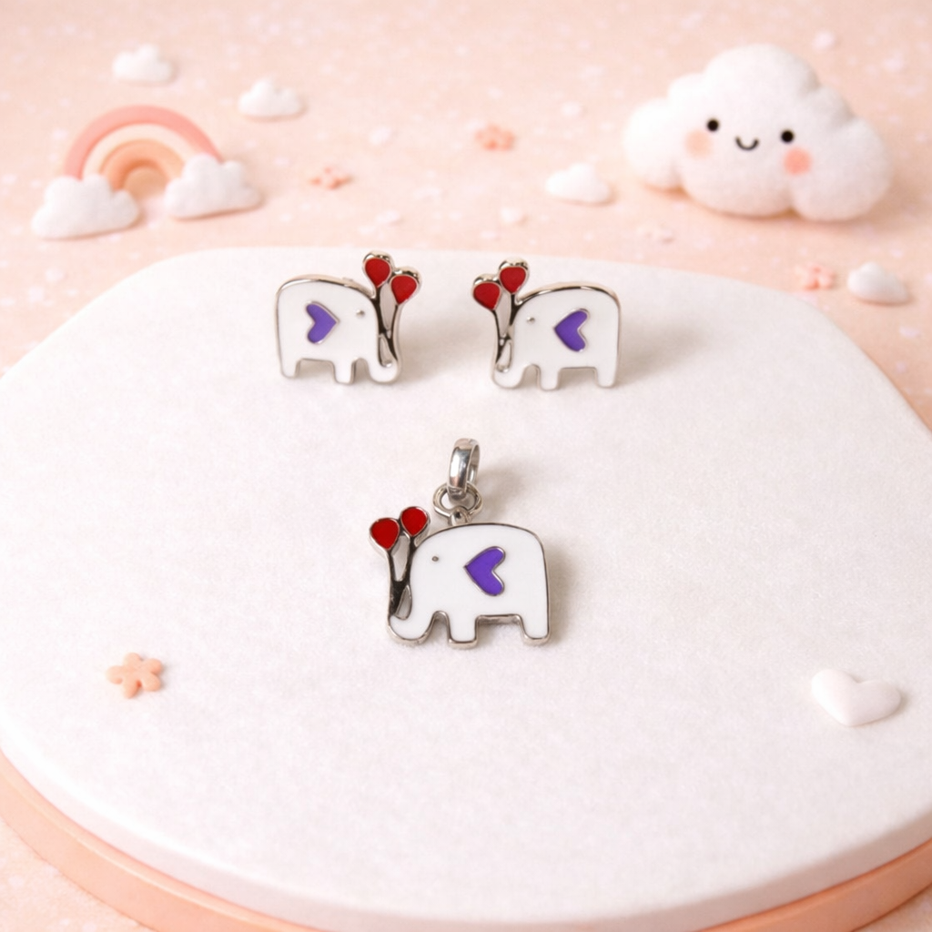 Cute Elephant Pendant Set for Kids