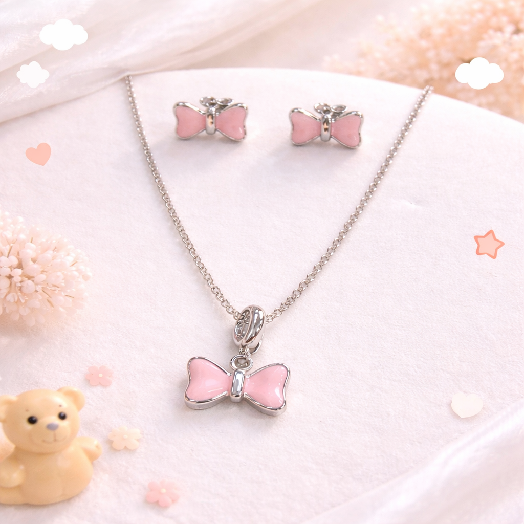 Cute Bow Pendant Set for Kids