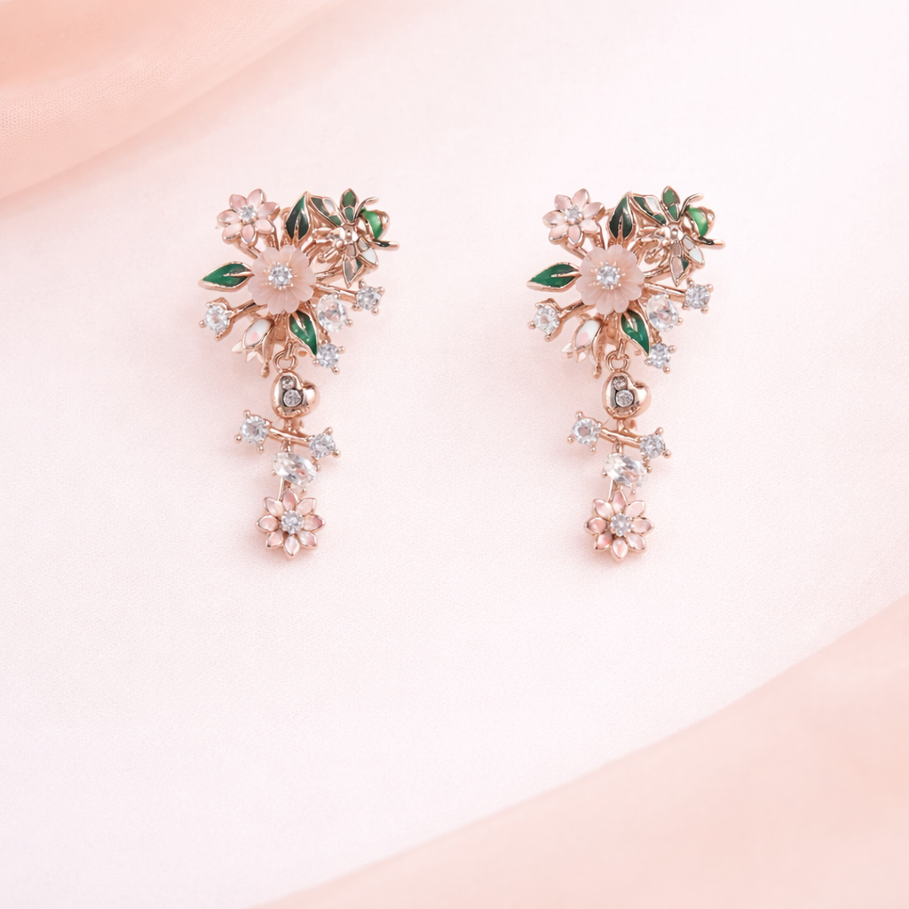 Floral MOP Drop Earrings