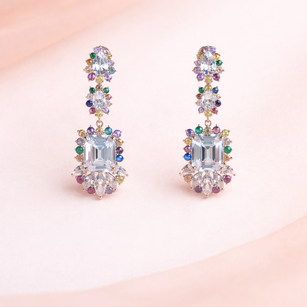 Multicolour Crystal Drop Earrings