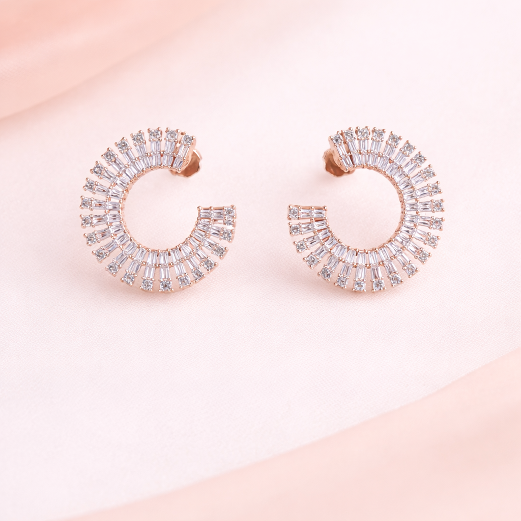 Radiant Fan-Cut Stone Hoop Earrings