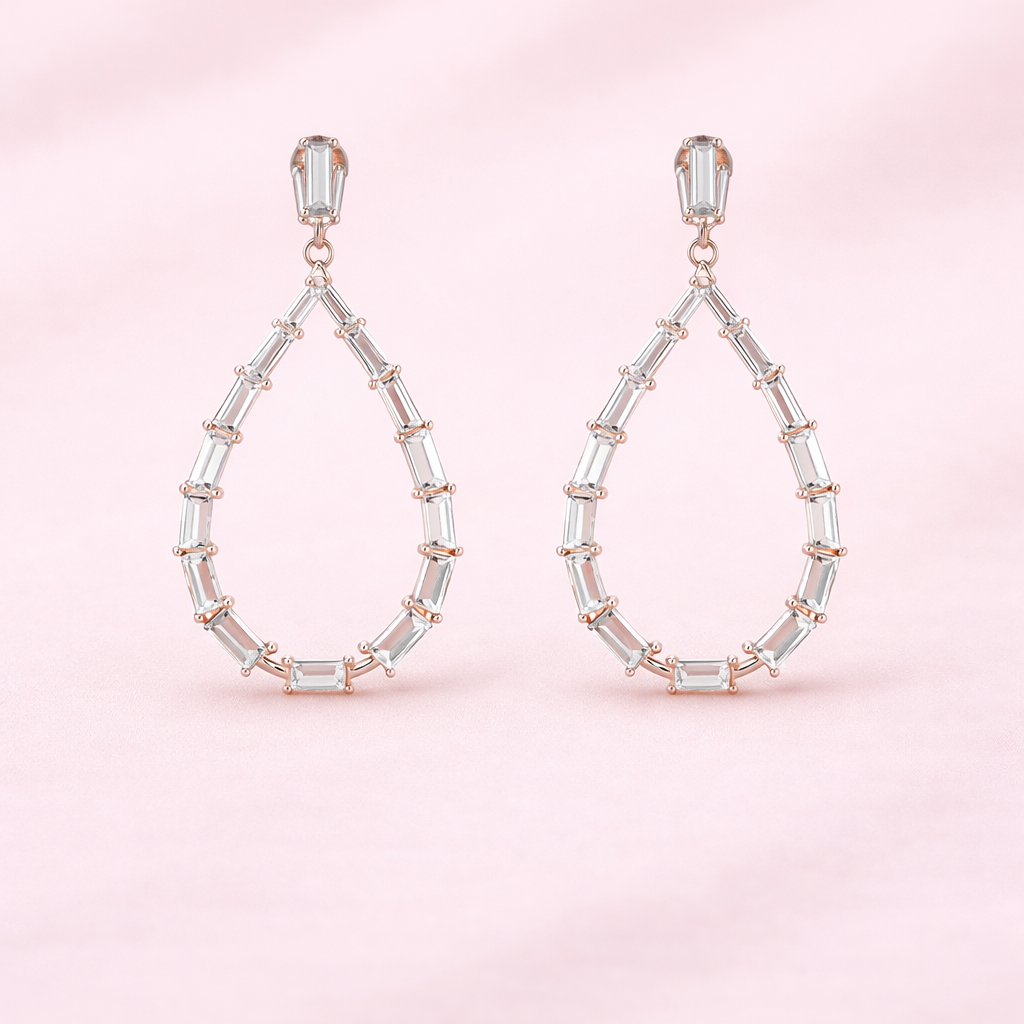 Crystal Baguette Hoop Earrings