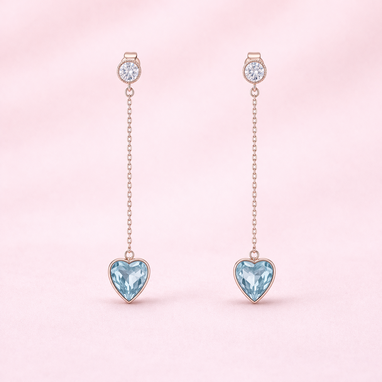 Blue Heart Drop Earrings