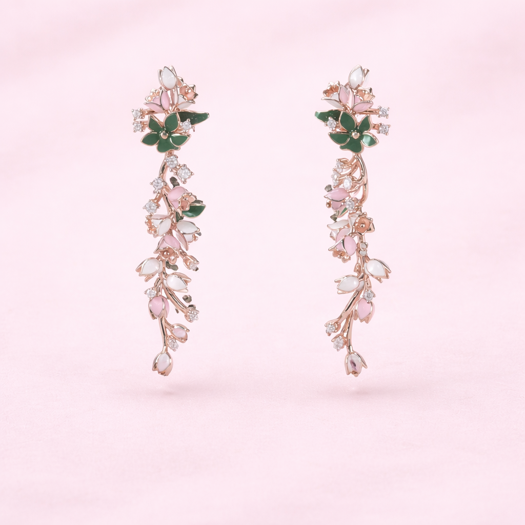 Floral Enamel Dangle Earrings