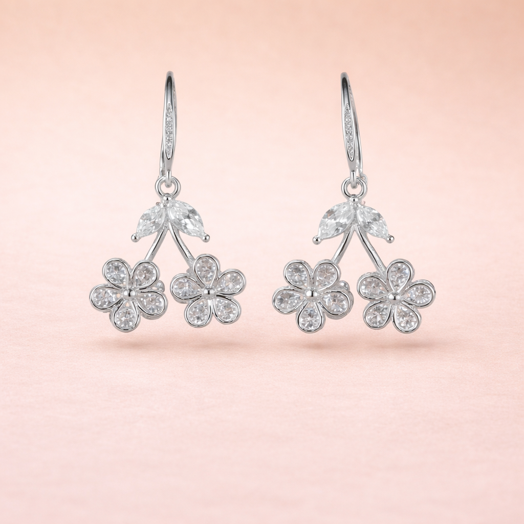 Sparkling Floral Drop Earrings