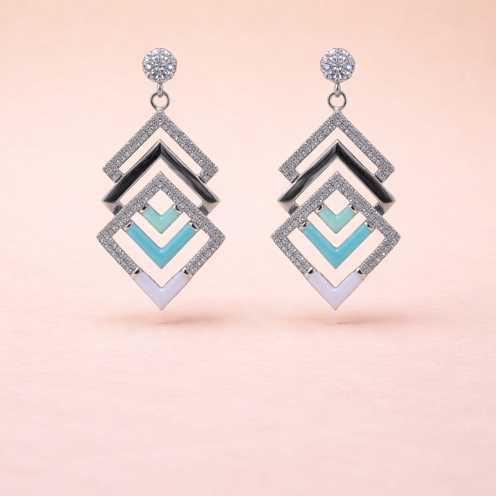 Geometric Multicolour Drop Earrings