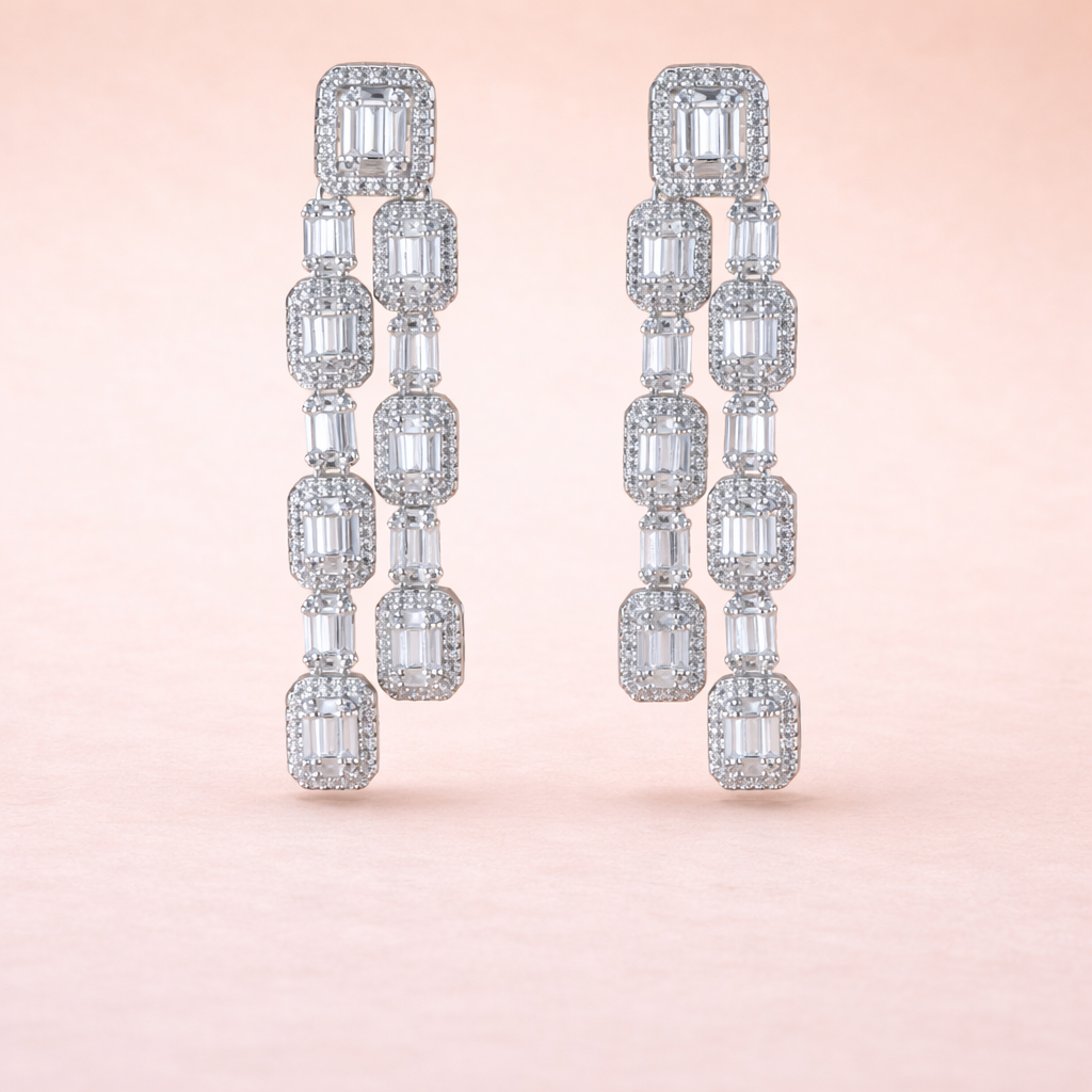 Elegant Baguette Diamond-Cut Drop Earrings