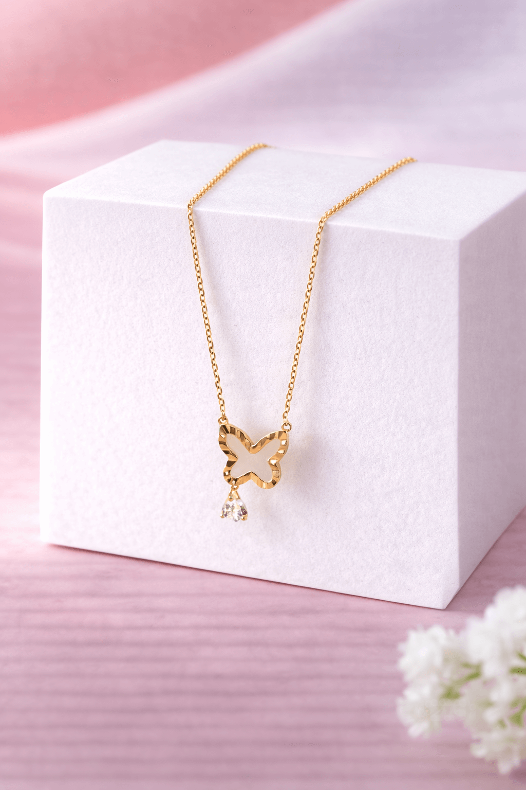 Elegant Butterfly Outline Pendant Necklace