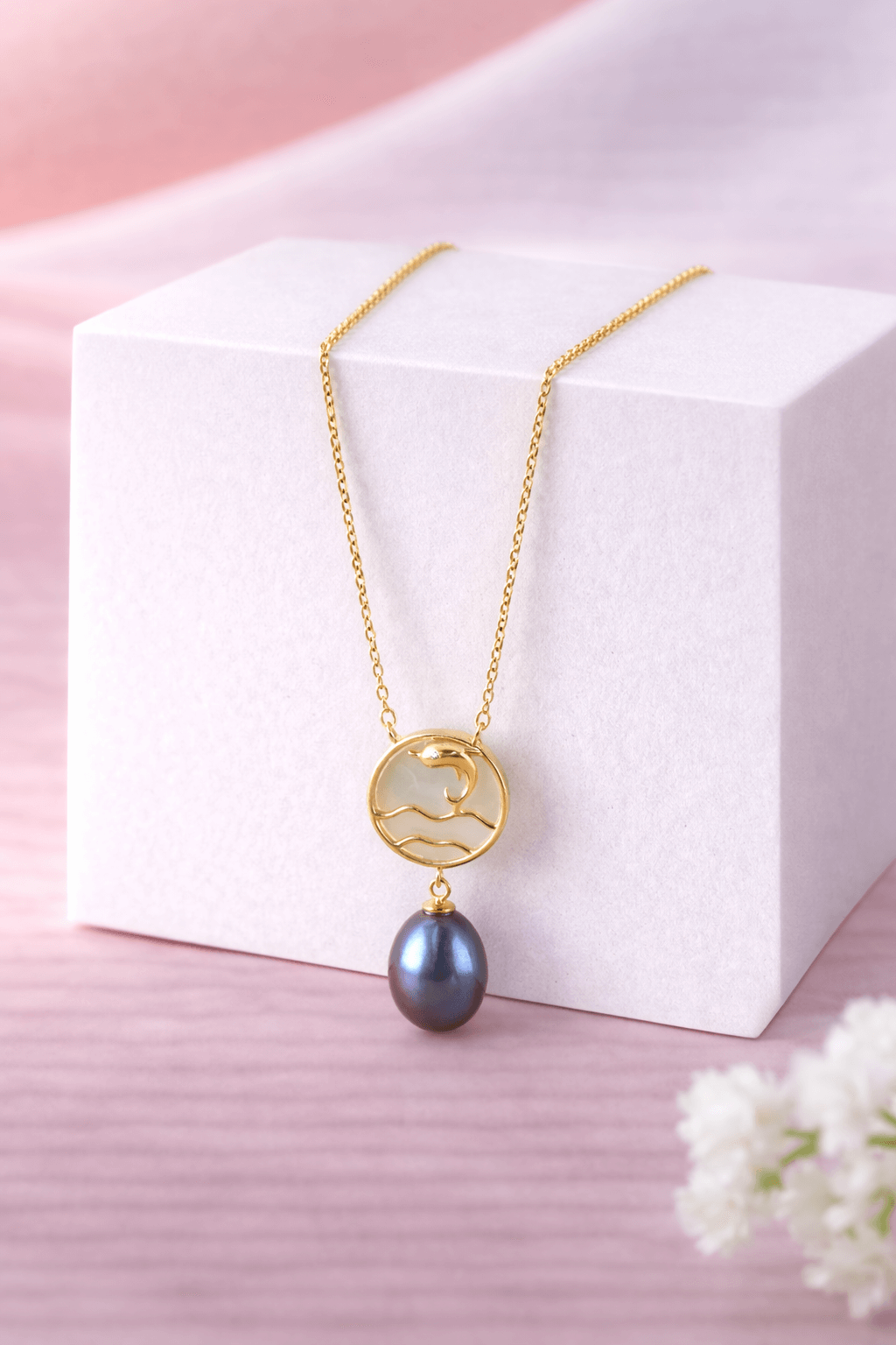 Black Pearl Drop Necklace