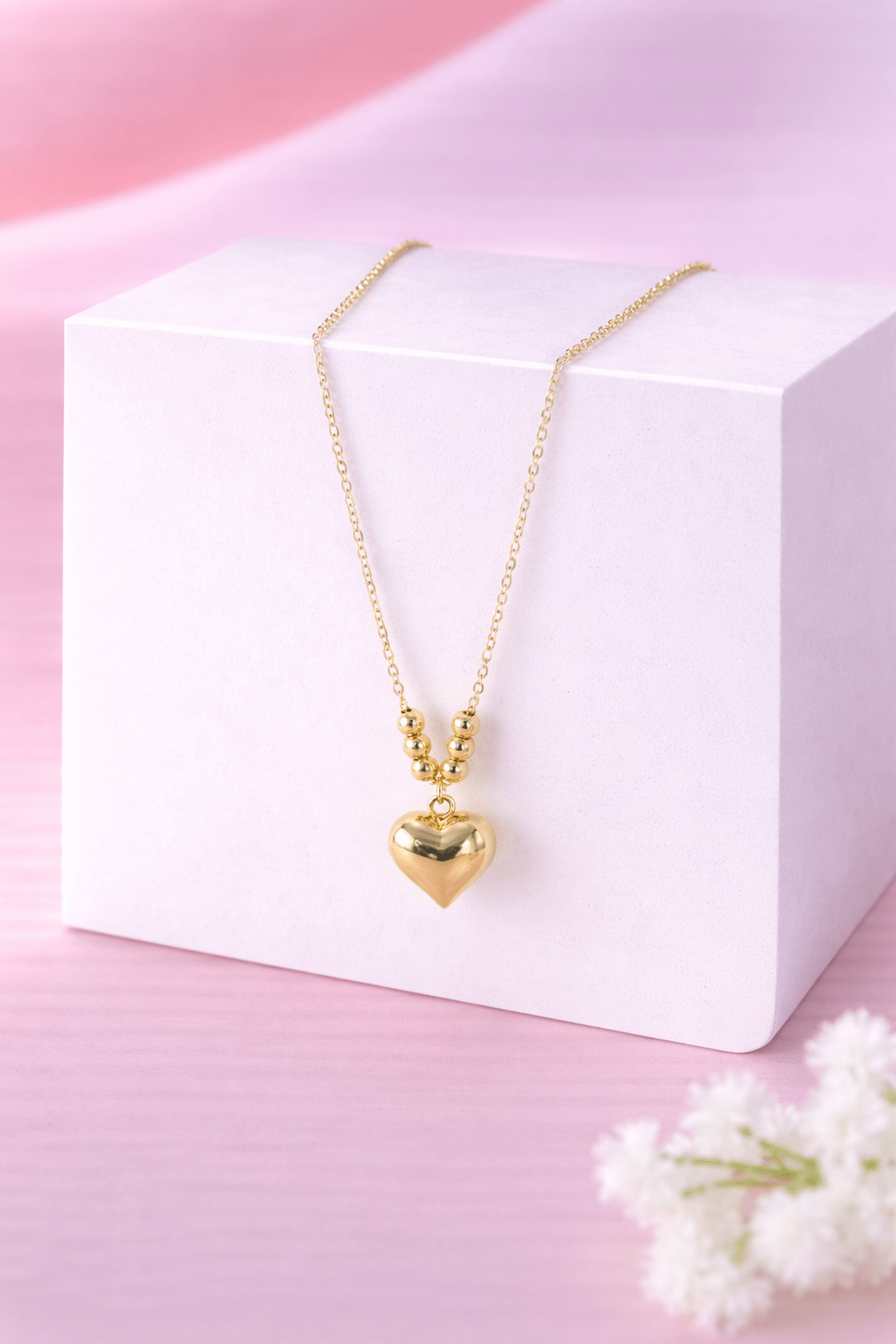 Gold Heart Charm Pendant Necklace