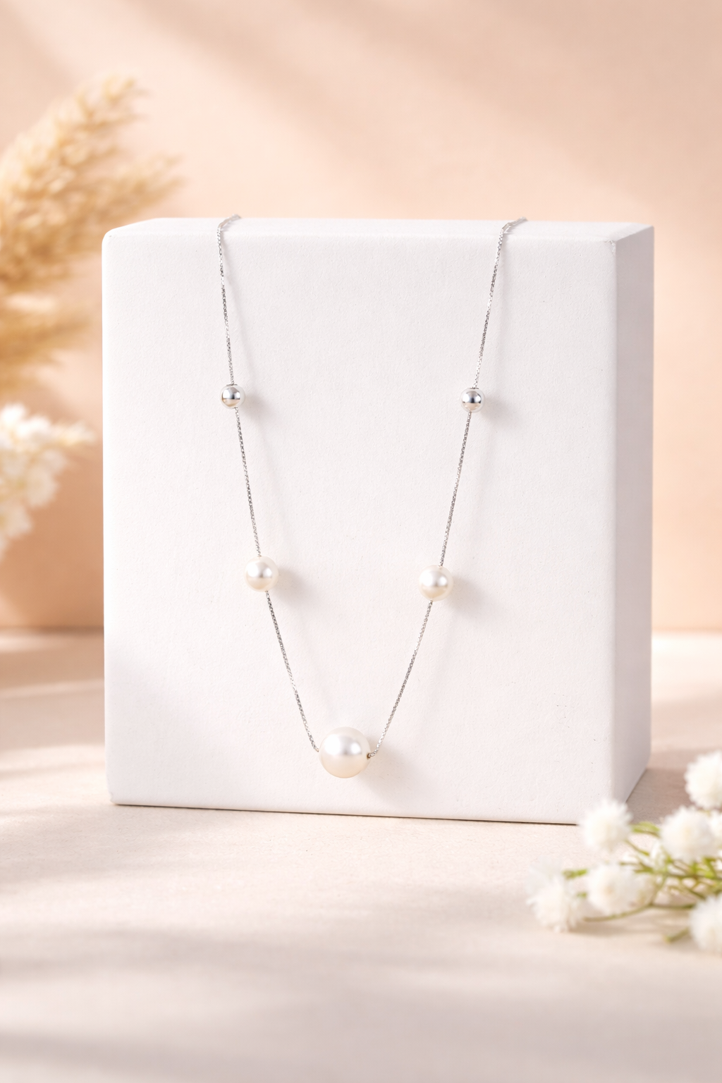 Elegant Pearl Station Necklace