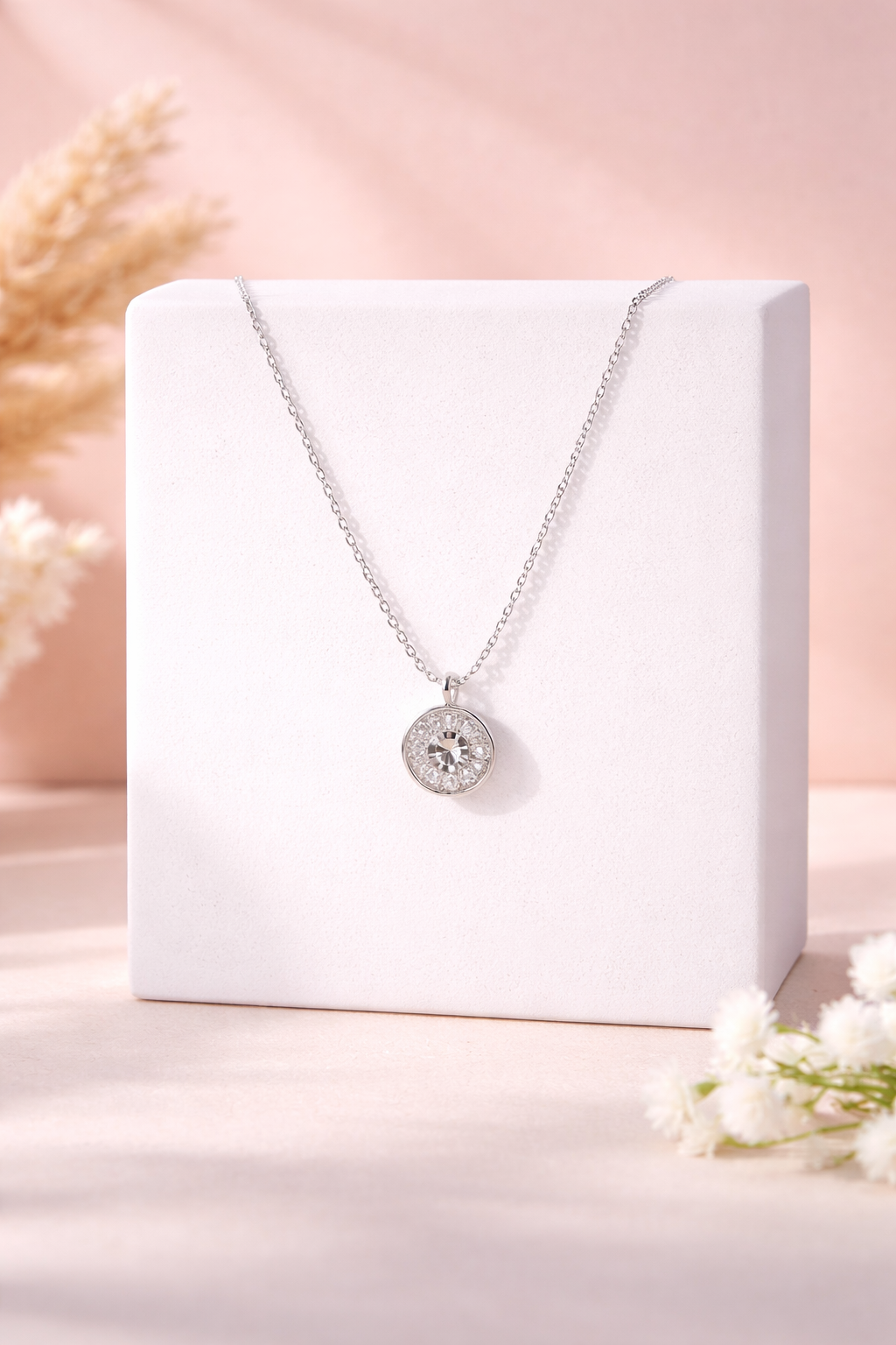 Round Crystal Pendant Necklace