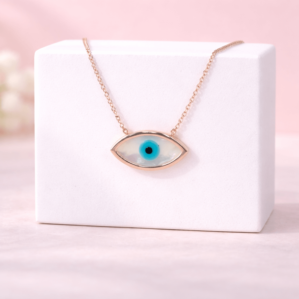 Mother of Pearl Evil Eye Pendant Necklace