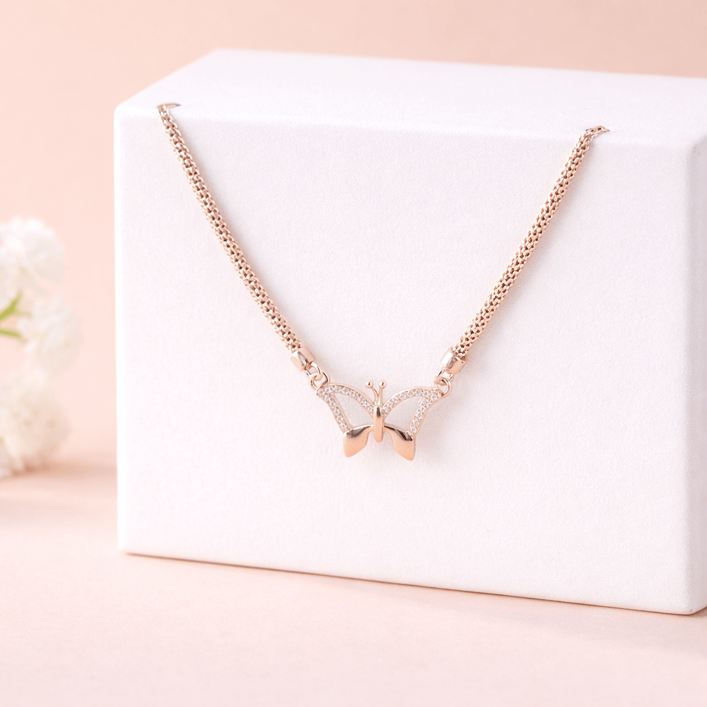 Rose Gold Butterfly Pendant Necklace