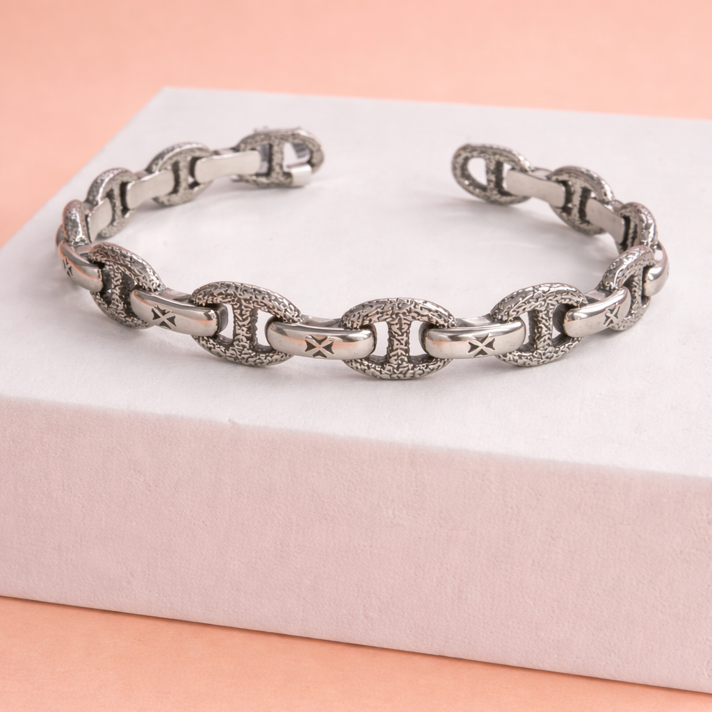 Textured Link Open Kada for Women