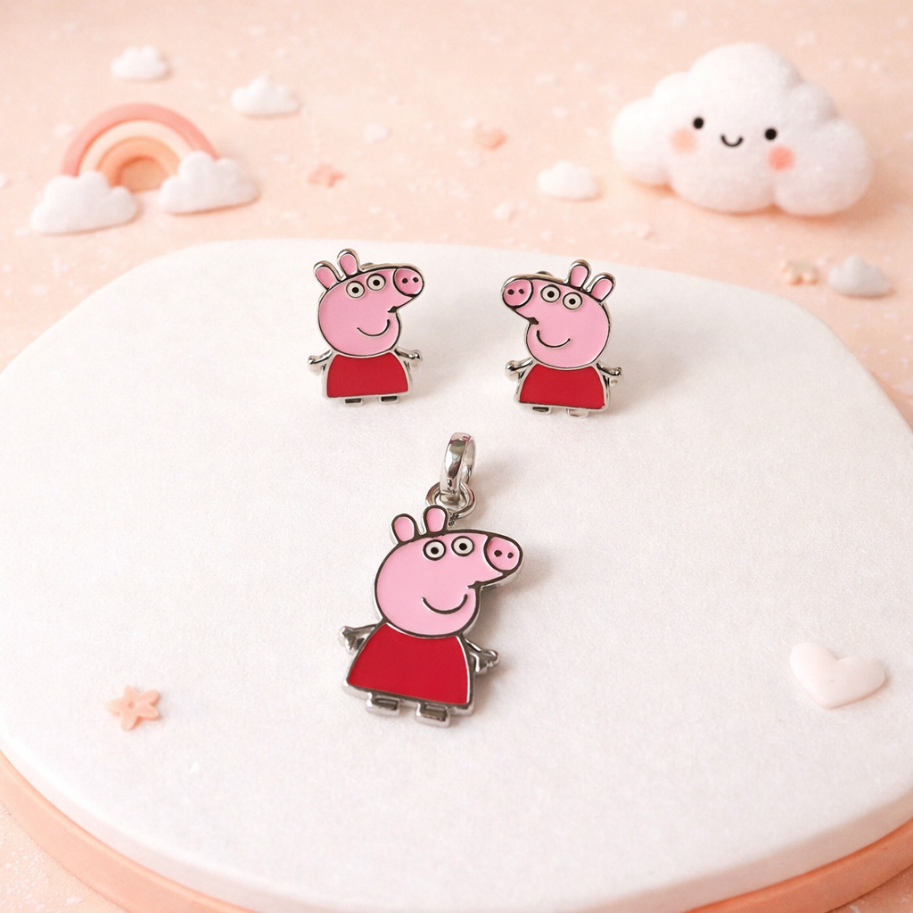 Cute Cartoon Pig Pendant Set for Kids