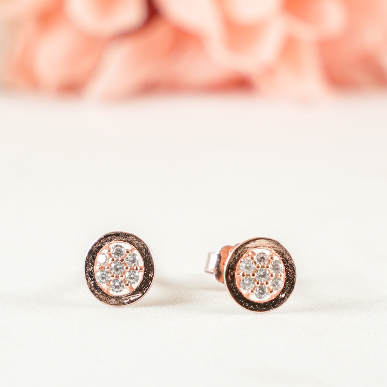Floral Earrings in Rose Gold