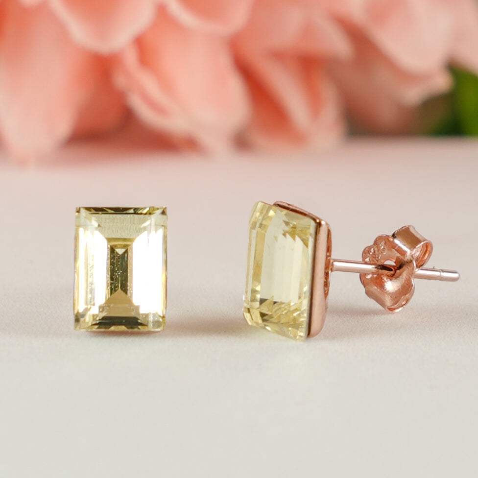 Yellow Solitaire Stud Earrings