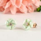 Rose Gold MOP Green Floral Studs