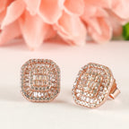 Rose gold Geometric CZ studs
