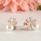 Floral Pearl Rose Gold Studs