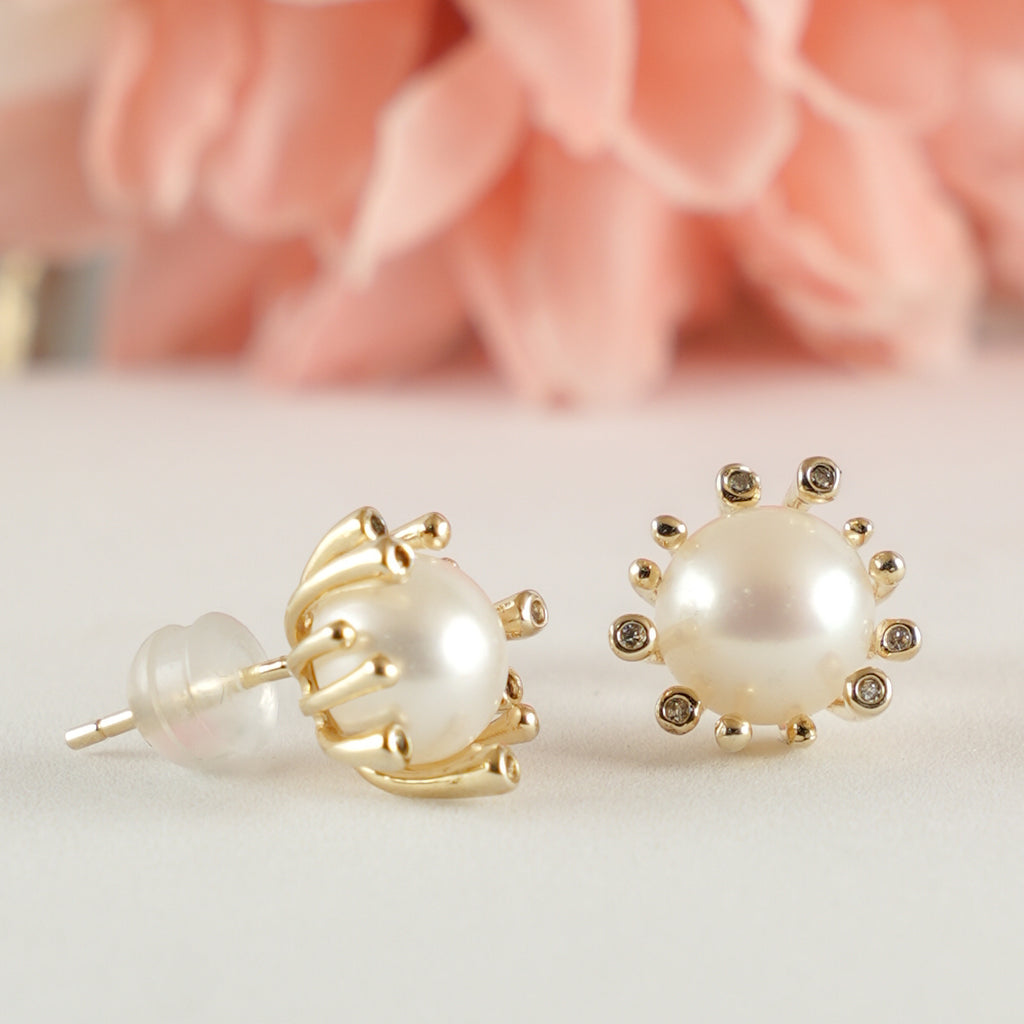 Gold Plated Elegant Pearl Earrings for Women
