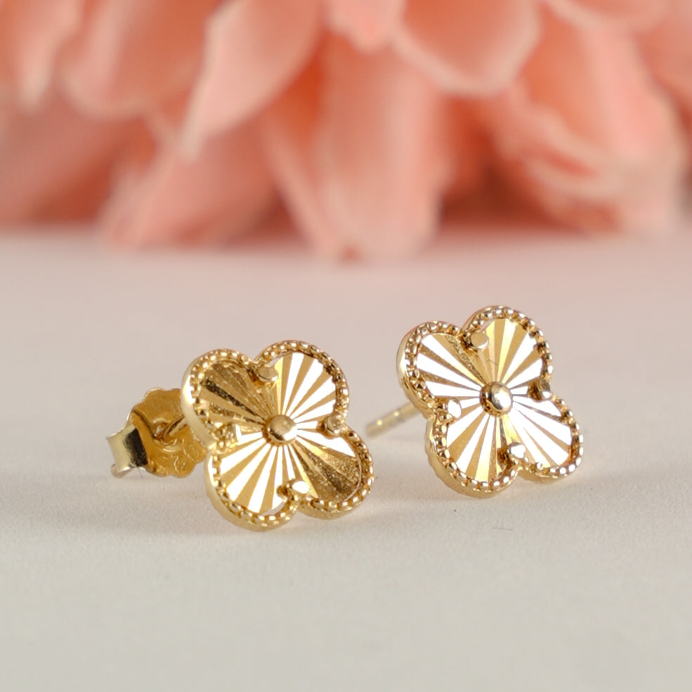 Gold Clover Stud Earrings