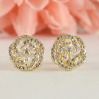 Gold Floral Halo Stud Earrings