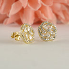 Gold Floral Halo Stud Earrings