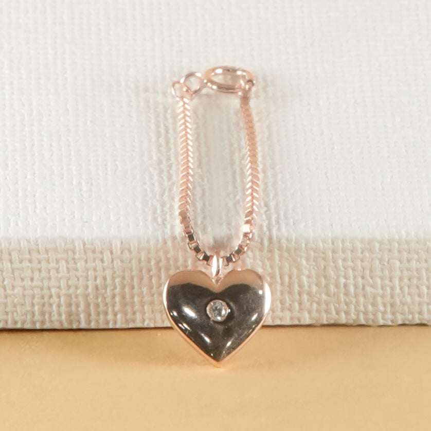 925 Silver Rose Gold Heart Watch Charm