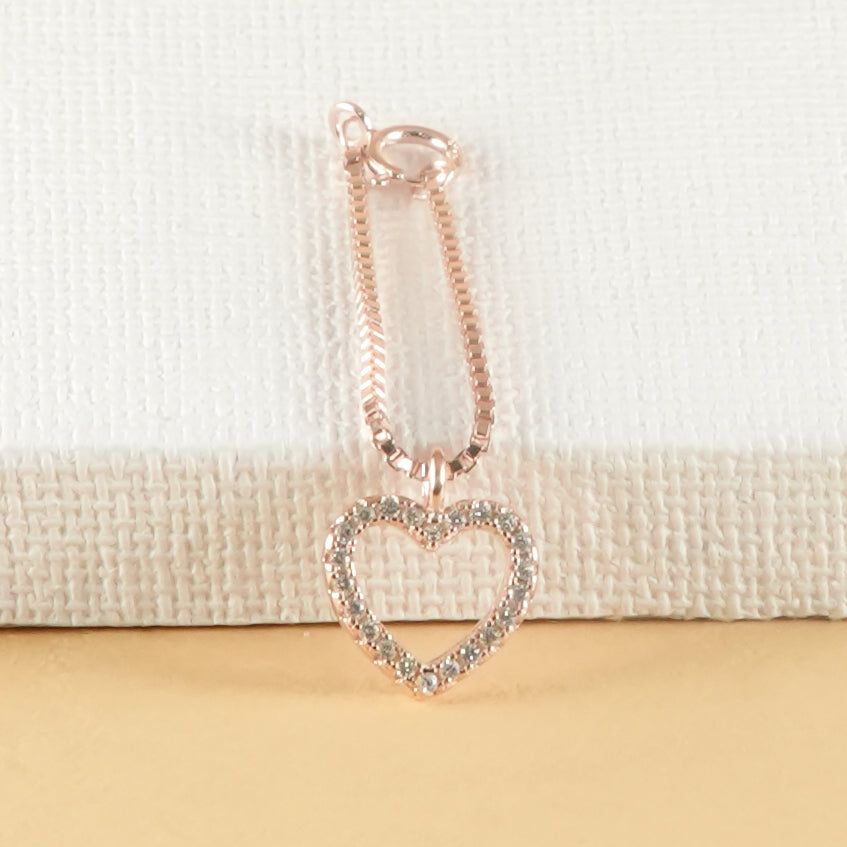 925 Silver Rose Gold Open Heart Watch Charm