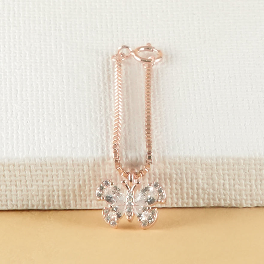 925 Silver Rose Gold Butterfly Watch Charm
