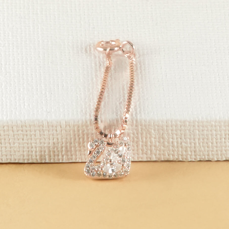 925 Silver Rose Gold Swan Watch Charm