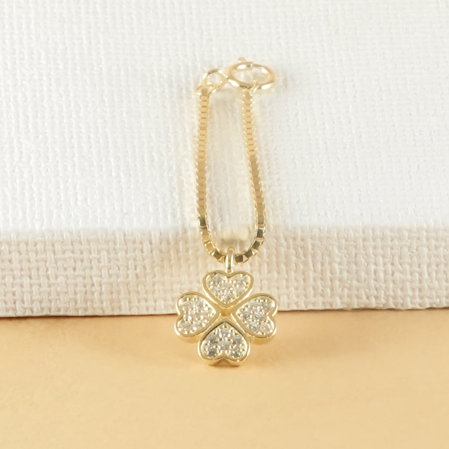 925 Silver Gold-Plated Four-Leaf Clover Watch Charm