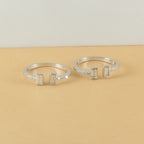 925 Silver Minimal Twin Baguette Adjustable Toe Ring