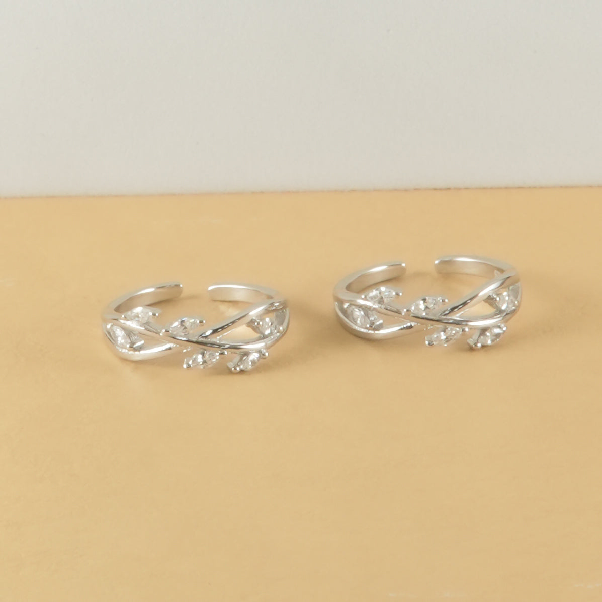 925 Silver Leaf Vine Adjustable Toe Rings