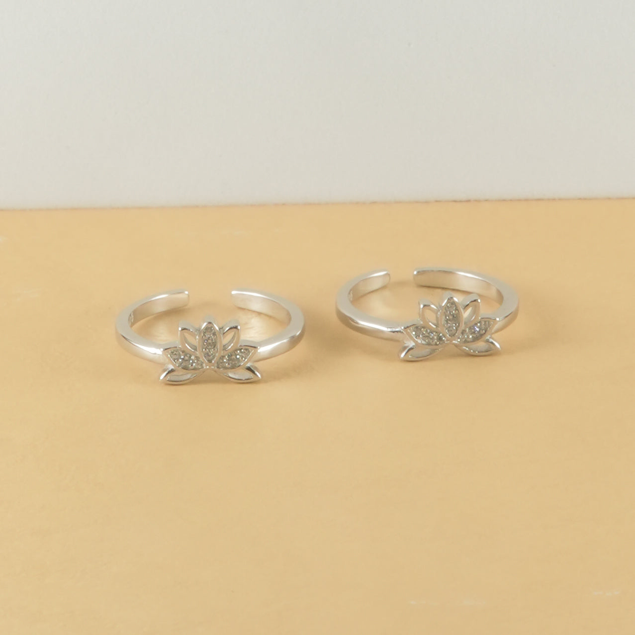 Lotus Bloom Adjustable Toe Rings in 925 Silver