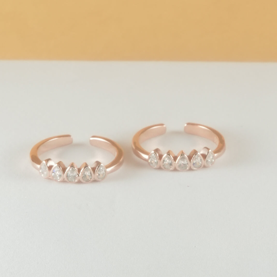 Teardrop Shine Adjustable Toe Rings