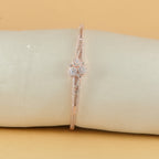 Minimal Floral Cluster Openable Kada in 925 Silver with Rose Gold Finish