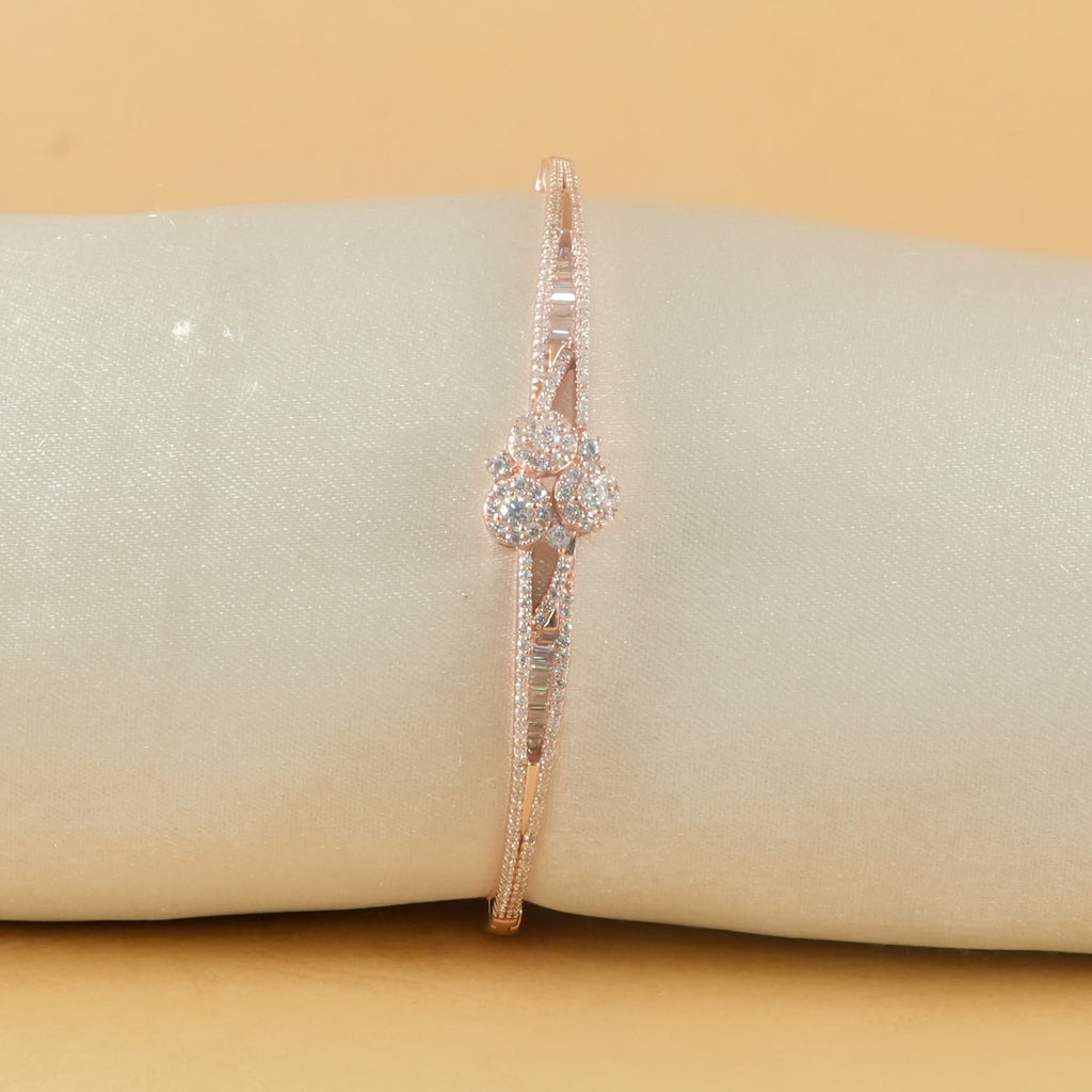 Minimal Floral Cluster Openable Kada in 925 Silver with Rose Gold Finish