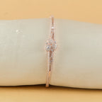 Minimal Floral Cluster Openable Kada in 925 Silver with Rose Gold Finish