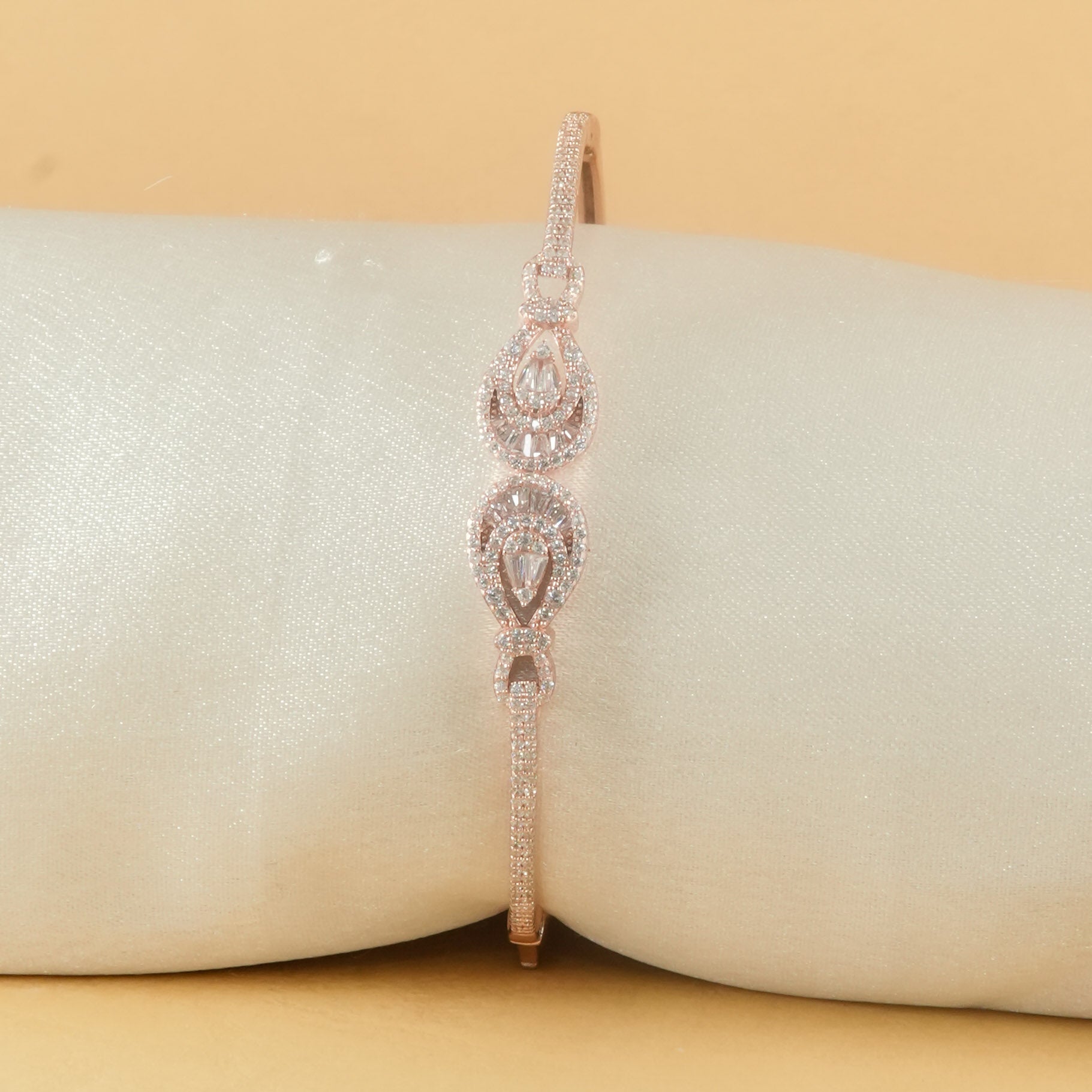 Dual-Design Reversible Openable Kada in 925 Silver with Rose Gold Finish