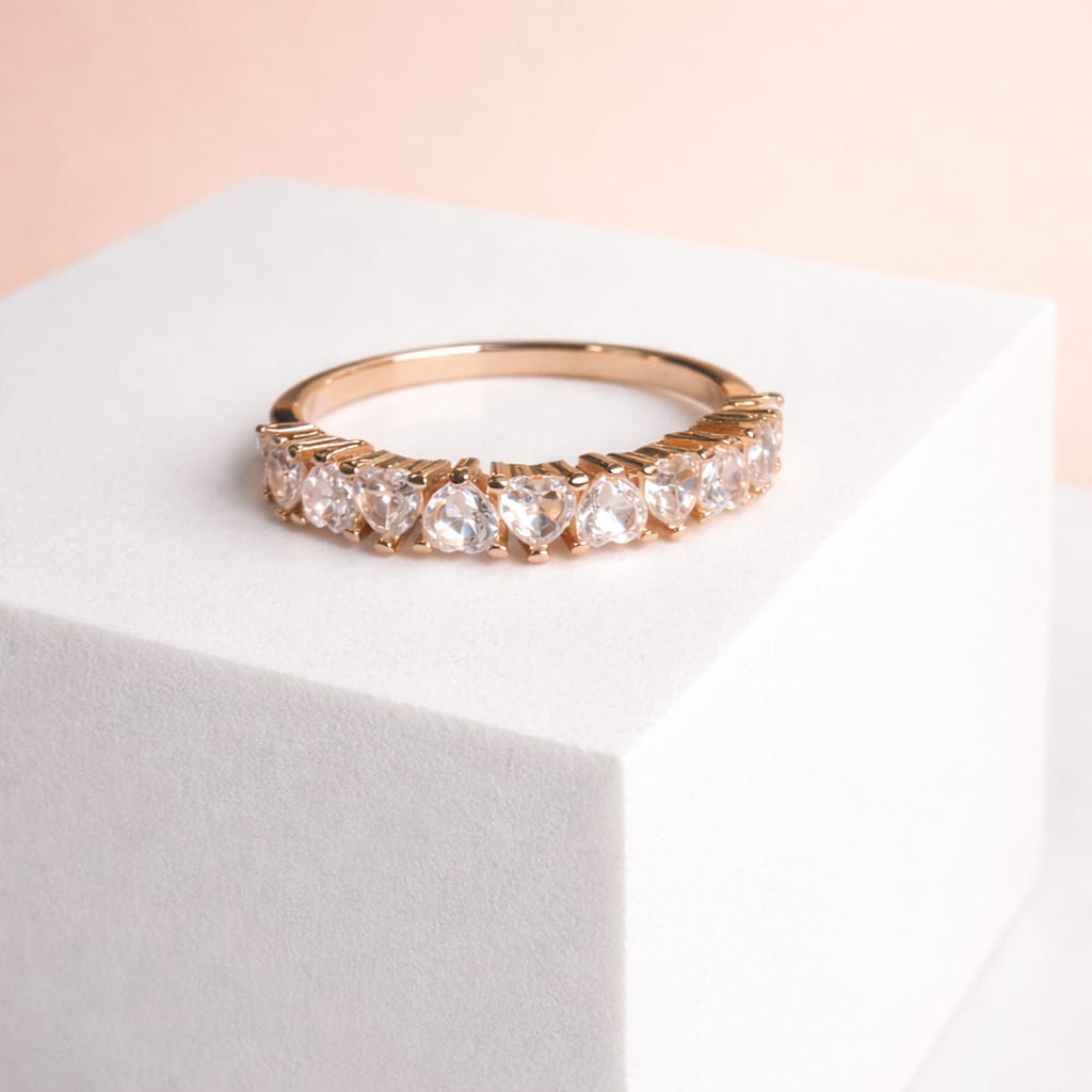 Rose Gold Heart Band Ring for Women