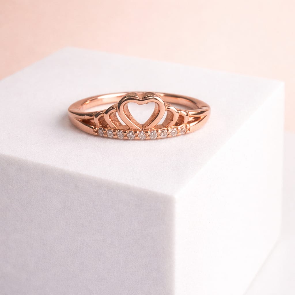 Rose Gold Layered Heart Band Ring for Women