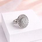 Silver Statement Ring with Radiant CZ Stone Design