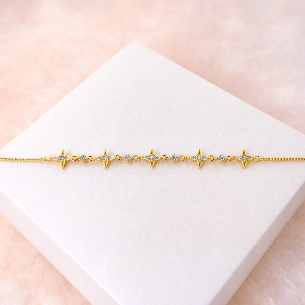 Gold-Plated Star Crystal Charm Bracelet