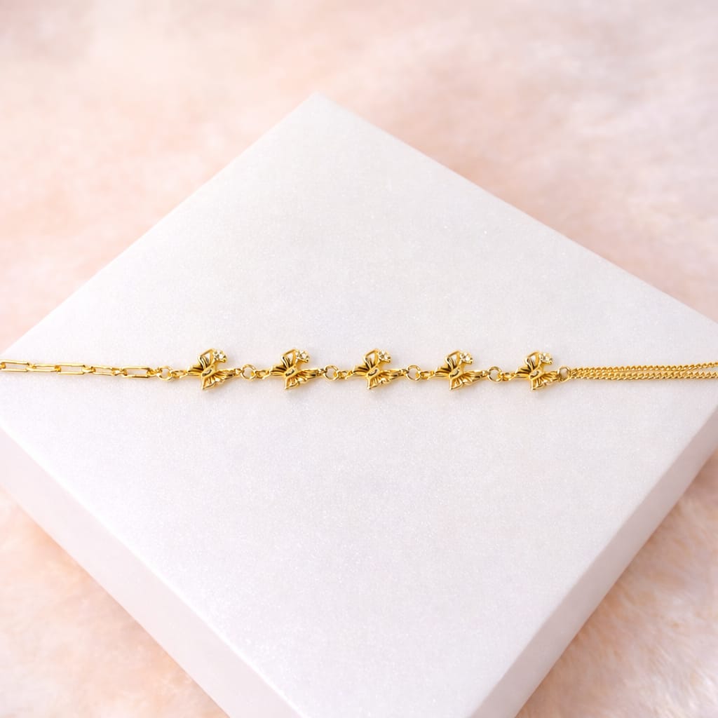 Gold-Plated Butterfly Charm Chain Bracelet