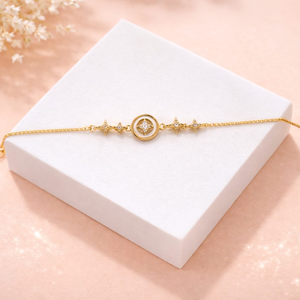 Gold-Plated Star Charm Circle Bracelet
